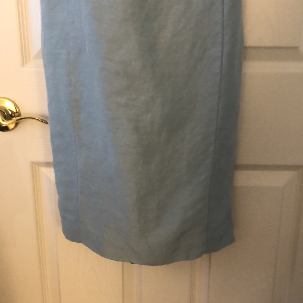 Pastel Green-Blue Sleeveless Linen Dress - Picture 4 of 16